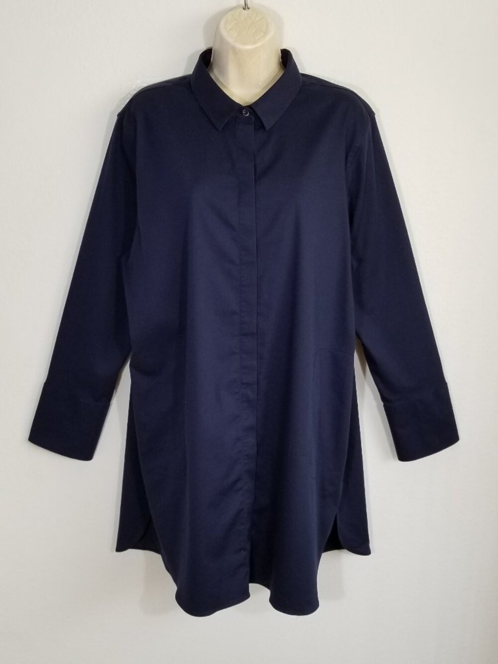 CHICO'S Size 3 No-Iron Chic Stretch Shirt Dress 7019E1M